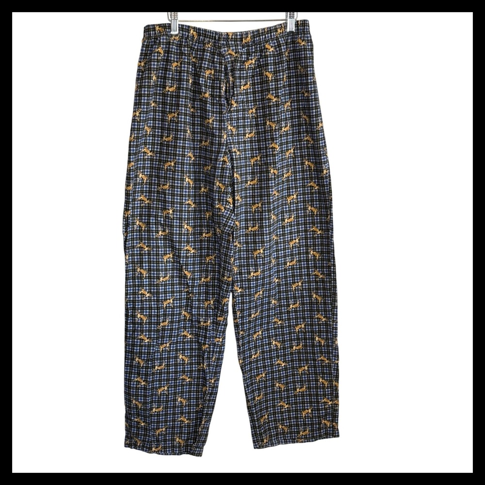 NWOT Old Navy Mens XL Pajama Pants Blue Plaid Golden Retriever Dog Print Sleep